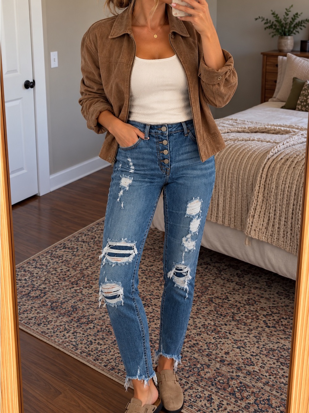 Maurices High-Rise Distressed Button-Fly Jeans - Blue